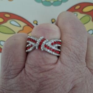 NWOT Red and Silver Bow Ring